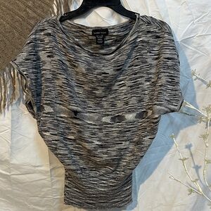 Studio Works Black and Gray Marled Short Sleeve Pullover